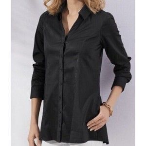 Soft Surroundings Shirt Black Perfect Seam Button Up Minimalist Lagenlook